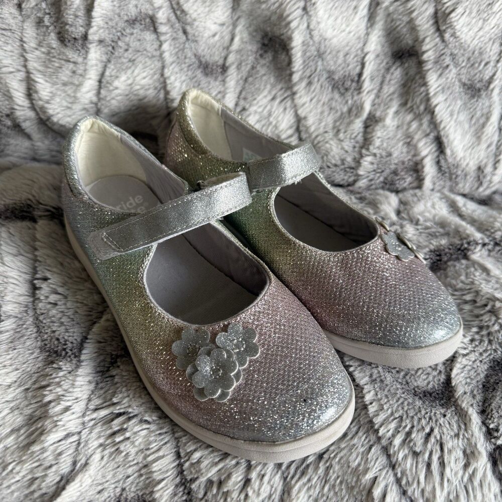 Stride Rite Holly Adapt Glitter Mary Janes Flower Accent Shoes Size 2.5W NWOT